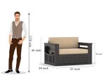 Sheesham Wooden 2 Seater Sofa Cum Bed with Mattresses for Home Living Room | Rosewood 2 Seater Sofa Cums Bed for Bedroom Without Pillow | Solid Wood Sofa Bed (Walnut DB, 2 Seater) - Image 4