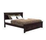 King Size Sheesham Wood Bed Without Storage | Solid Wood Bed with Carved Headboard & Footboard | Rosewood Bed | Walnut Finish - Image 3
