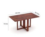 Sheesham Wood 6 Seater Foldable Dining Table for Dining Room | Solid Wood Dining Table Without Chair for Home & Office | Wooden Table for Kitchen (Honey, 6 Seater) - Image 3