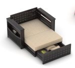 Sheesham Wooden 2 Seater Sofa Cum Bed with Mattresses for Home Living Room | Rosewood 2 Seater Sofa Cums Bed for Bedroom Without Pillow | Solid Wood Sofa Bed (Walnut DB, 2 Seater)