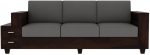 Sheesham Wooden 3 Seater Sofa for Living Room | Solid Wood Sofa with Side Box Storage & Cushion | Rosewood Sofa Set for Home & Office | Lounge (Walnut, 3 Seater) - Image 3