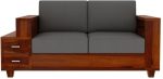 Sheesham Wooden 2 Seater Sofa for Living Room | Solid Wood Sofa with Side Box Storage & Cushion | Rosewood Sofa Set for Home & Office | Lounge (Honey, 2 Seater) - Image 2
