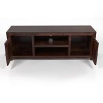 Solid Sheesham Wood Entertainment TV Unit with 2 Door | Rosewood Tv Stand/TV Cabinet for Living Room | Bedroom | Wooden TV Panel with Shelf Stoarge | TV Table (Walnut) - Image 2