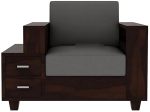 Sheesham Wooden 1 Seater Sofa for Living Room | Solid Wood Sofa with Side Box Storage & Cushion | Rosewood Sofa Set for Home & Office | Lounge (Walnut, 1 Seater) - Image 2