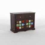 Solid Sheesham Wood Sideboard Cabinet with Drawer for Living Room | Free Standing Movable Cabinet Storage for Home | Rosewood Crockery (Walnut, Small) - Image 2
