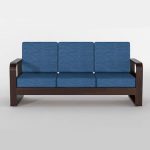 Solid Sheesham Wooden 3 Seater Sofa for Living Room | Sofa with Side Pocket Storage & Cushion | Rosewood Sofa Set for Home (Walnut with Blue Cushion, 3 Seater) - Image 4