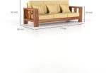 Sheesham Wooden 3 Seater Sofa for Living Room | Solid Wood Sofa | Rosewood Sofa Set for Home & Office | Lounge (Honey, 3 Seater) - Image 4