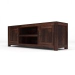 Solid Sheesham Wood Entertainment TV Unit with 2 Door | Rosewood Tv Stand/TV Cabinet for Living Room | Bedroom | Wooden TV Panel with Shelf Stoarge | TV Table (Walnut) - Image 3