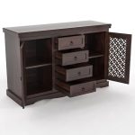 Solid Sheesham Wooden Sideboard Cabinet with Drawer for Living Room | Free Standing Movable Kitchan Cabinet Storage for Home | Rosewood (Walnut, Large) - Image 2