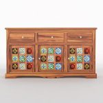 Solid Sheesham Wood Sideboard Cabinet with Drawer for Living Room | Free Standing Movable Cabinet Storage for Home | Rosewood Crockery (Honey, Large) - Image 4
