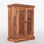 Solid Sheesham Wooden Sideboard Cabinet with Door Storage for Living Room | Free Standing Movable Kitchan Cabinet Storage for Home | Rosewood (Honey, Small) - Image 3
