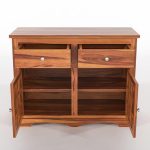 Solid Sheesham Wood Sideboard Cabinet with Drawer for Living Room | Free Standing Movable Cabinet Storage for Home | Rosewood Crockery (Honey, Small) - Image 3