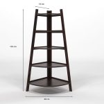 Corner Shelf for Living Room | 5 Tier Ladder Shelves for Drawing Room/Office | Wooden Floor Standing Space Saving Bookcases Display Decor Unit (Walnut) - Image 6