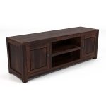 Solid Sheesham Wood Entertainment TV Unit with 2 Door | Rosewood Tv Stand/TV Cabinet for Living Room | Bedroom | Wooden TV Panel with Shelf Stoarge | TV Table (Walnut) - Image 4