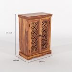 Solid Sheesham Wooden Sideboard Cabinet with Door Storage for Living Room | Free Standing Movable Kitchan Cabinet Storage for Home | Rosewood (Honey, Small) - Image 5