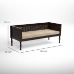 Sheesham Wooden 3 Seater Sofa for Living Room | Rosewood Cushion Sofa | Solid Wood Sofa Set Without Small Pillow for Lounge (Walnut, 3 Seater) - Image 2