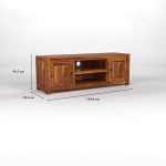 Solid Sheesham Wood Entertainment TV Unit with 2 Door | Rosewood Tv Stand/TV Cabinet for Living Room | Bedroom | Wooden TV Panel with Shelf Stoarge | TV Table (Honey) - Image 6