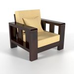 Sheesham Wooden 1 Seater Sofa for Living Room | Solid Wood Sofa | Rosewood Sofa Set for Home & Office | Lounge (Walnut, 1 Seater)
