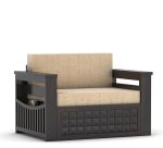 Sheesham Wooden 2 Seater Sofa Cum Bed with Mattresses for Home Living Room | Rosewood 2 Seater Sofa Cums Bed for Bedroom Without Pillow | Solid Wood Sofa Bed (Walnut D, 2 Seater) - Image 2