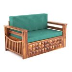 Solid Sheesham Wooden 2 Seater Sofa Cums Bed with Mattresses for Home Living Room | Rosewood 2 Seater Sofa Cums Bed for Bedroom Without Pillow | Wooden Sofa Bed (Honey F, 2 Seater) - Image 3
