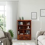 Solid Sheesham Wood Open Book Shelf for Living Room | Wooden Bookshelf for Library | Book Shelves | Rosewood Bookcase | Shelf Books Rack for Home & Office (Medium, Honey)